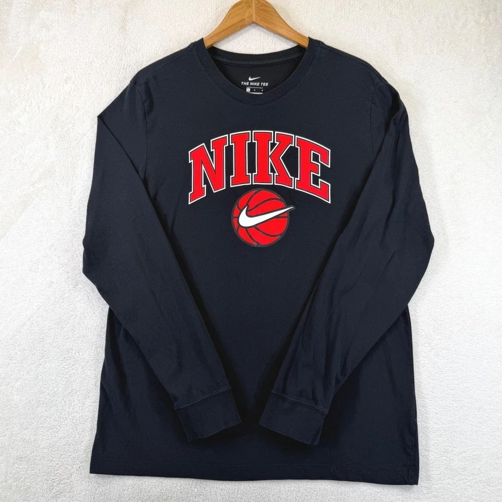 Nike Dri-FIT Basketball Graphic Long Sleeve T-Shirt Black Red CV2106-010 Mens L
